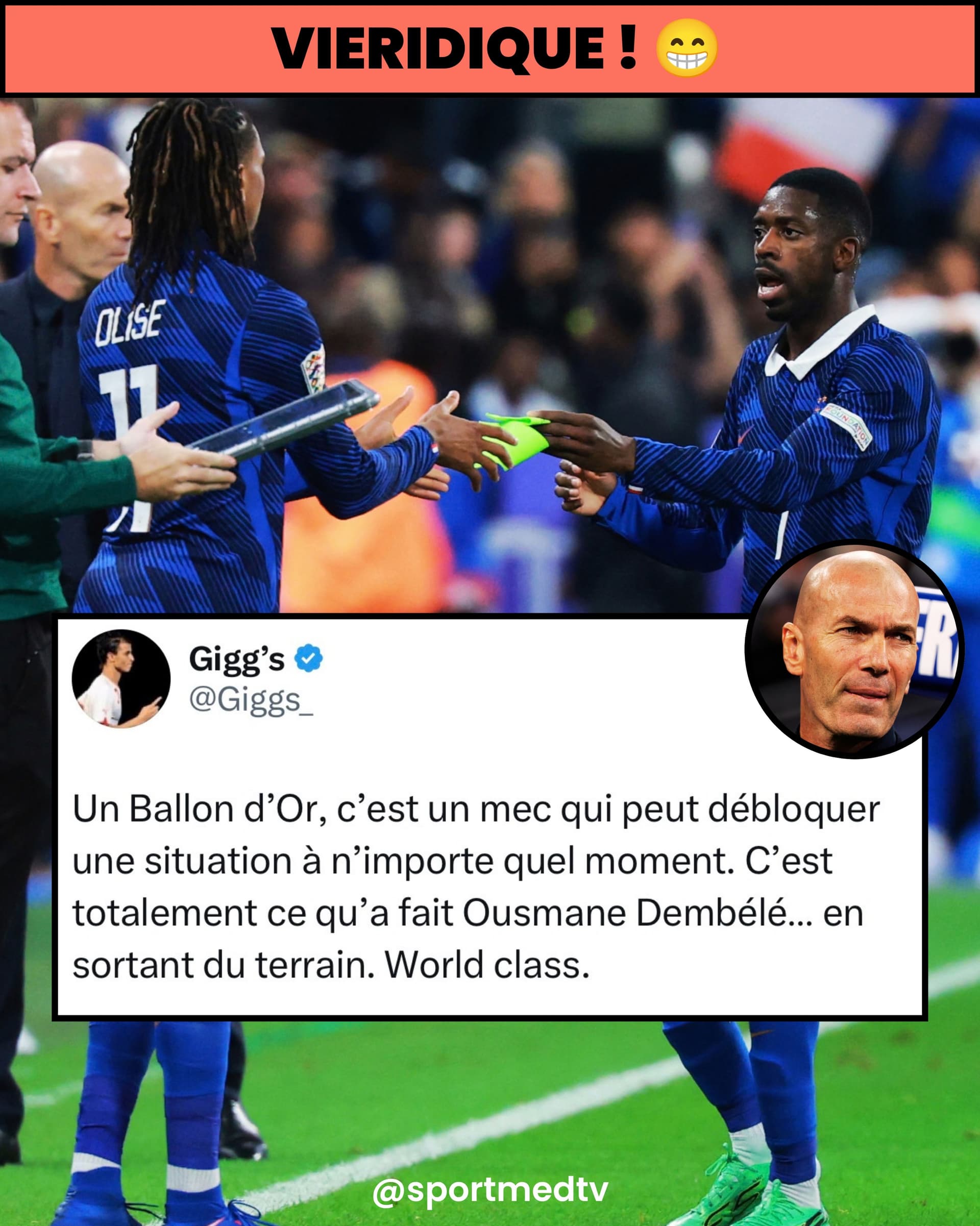 DEMBÉLÉ DÉCISIF EN BLEU 🇫🇷🇫🇷👏👏
📸 @brfootball
#dembele...